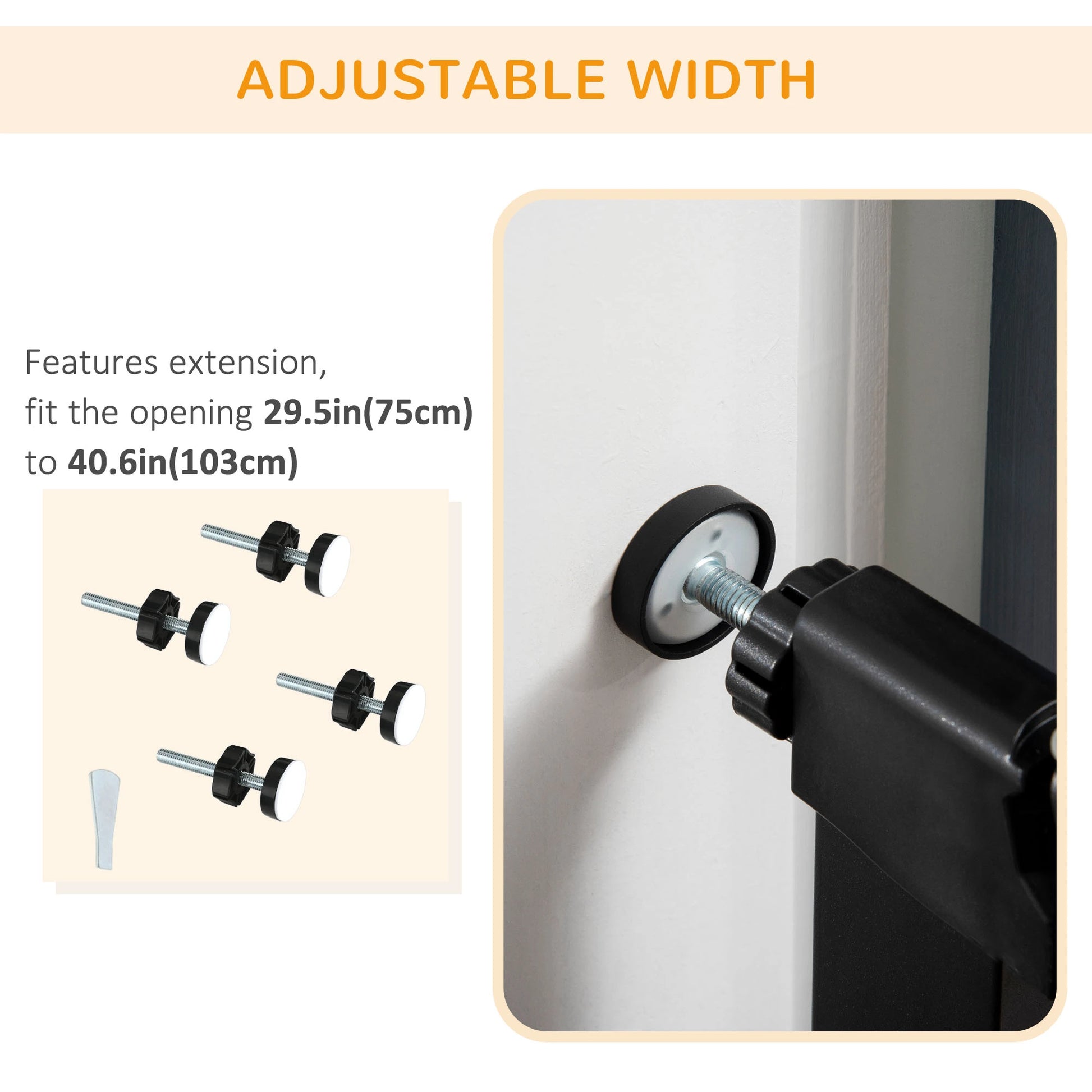 29.5"-40.6" Metal Pet Gate, Auto Closing Door, Double Locking, Black Houses, Kennels & Pens at Gallery Canada