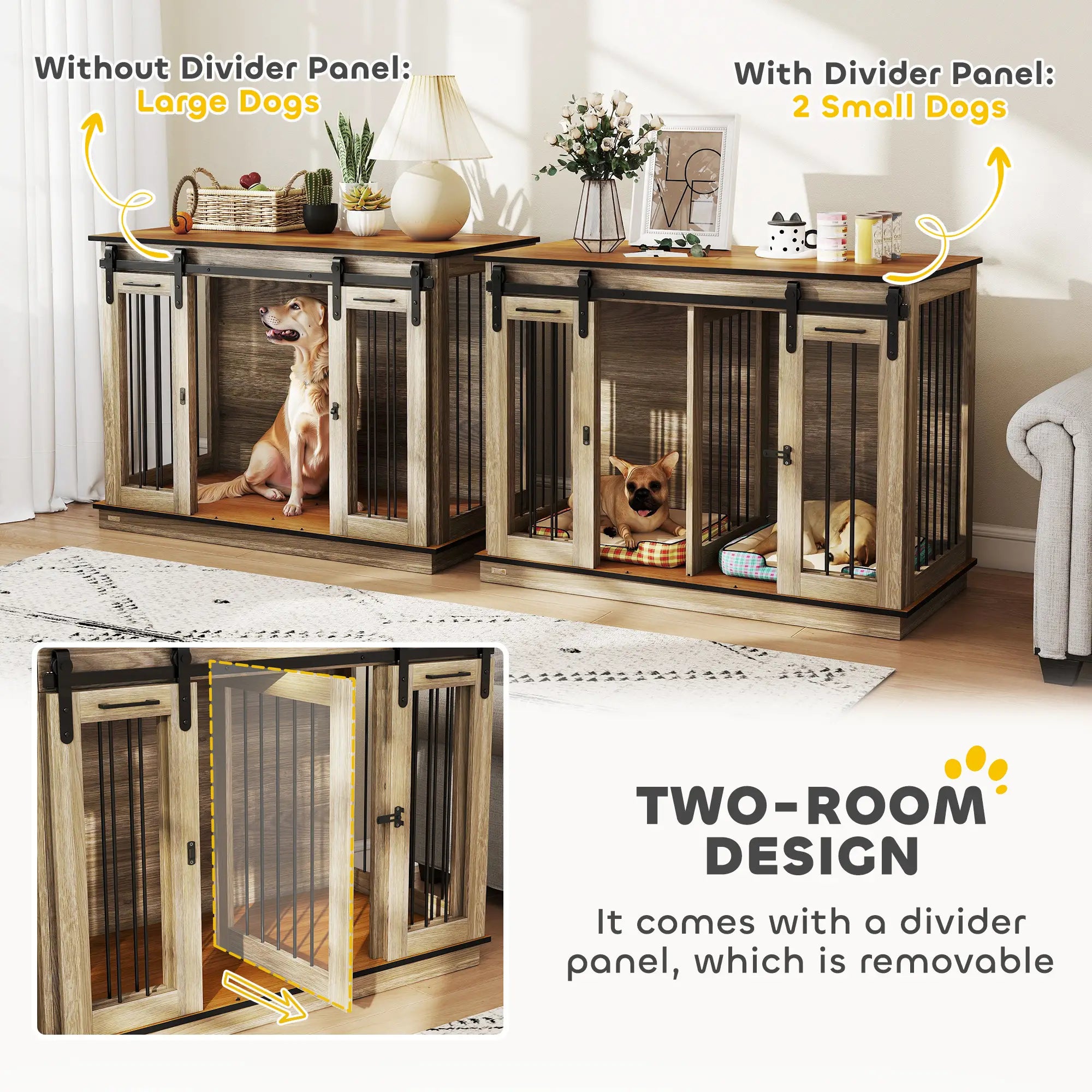 47in Wooden Dog Crate Furniture, Kennel TV Stand, Pet House Side Table, Oak Houses, Kennels & Pens at Gallery Canada