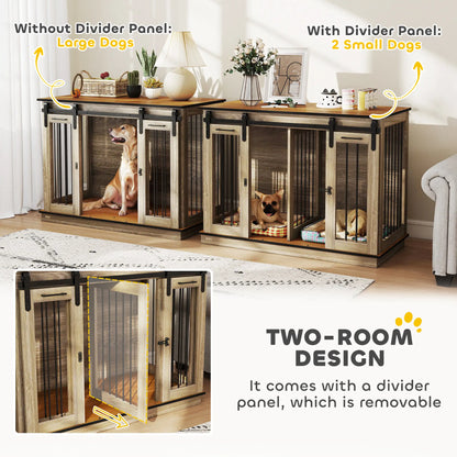 47in Wooden Dog Crate Furniture, Kennel TV Stand, Pet House Side Table, Oak Houses, Kennels & Pens at Gallery Canada