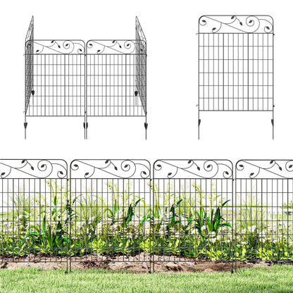 Panneaux de clôture de jardin en métal extérieur, barrière pour animaux, pack de 4, vignes carrées