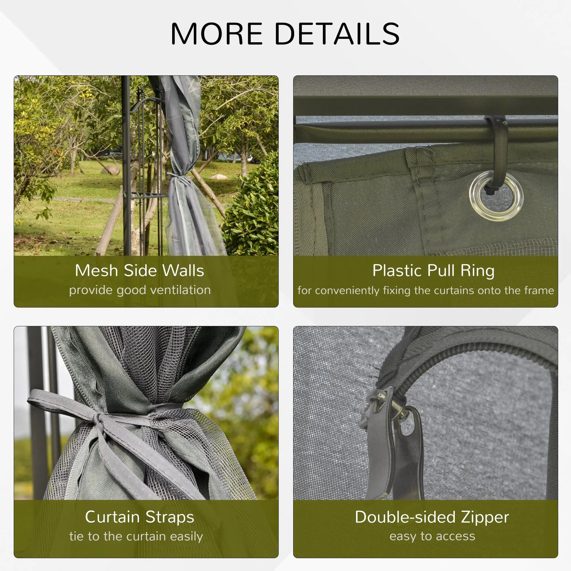 10' x 10' Steel Outdoor Gazebo, Removable Mesh Curtains, Grey Gazebos at Gallery Canada