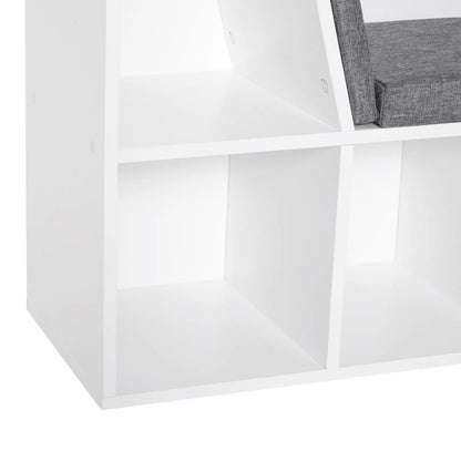 6-Cubby Bookcase with Seat Cushion, Cube Storage Shelf, Grey Small Bookshelves at Gallery Canada