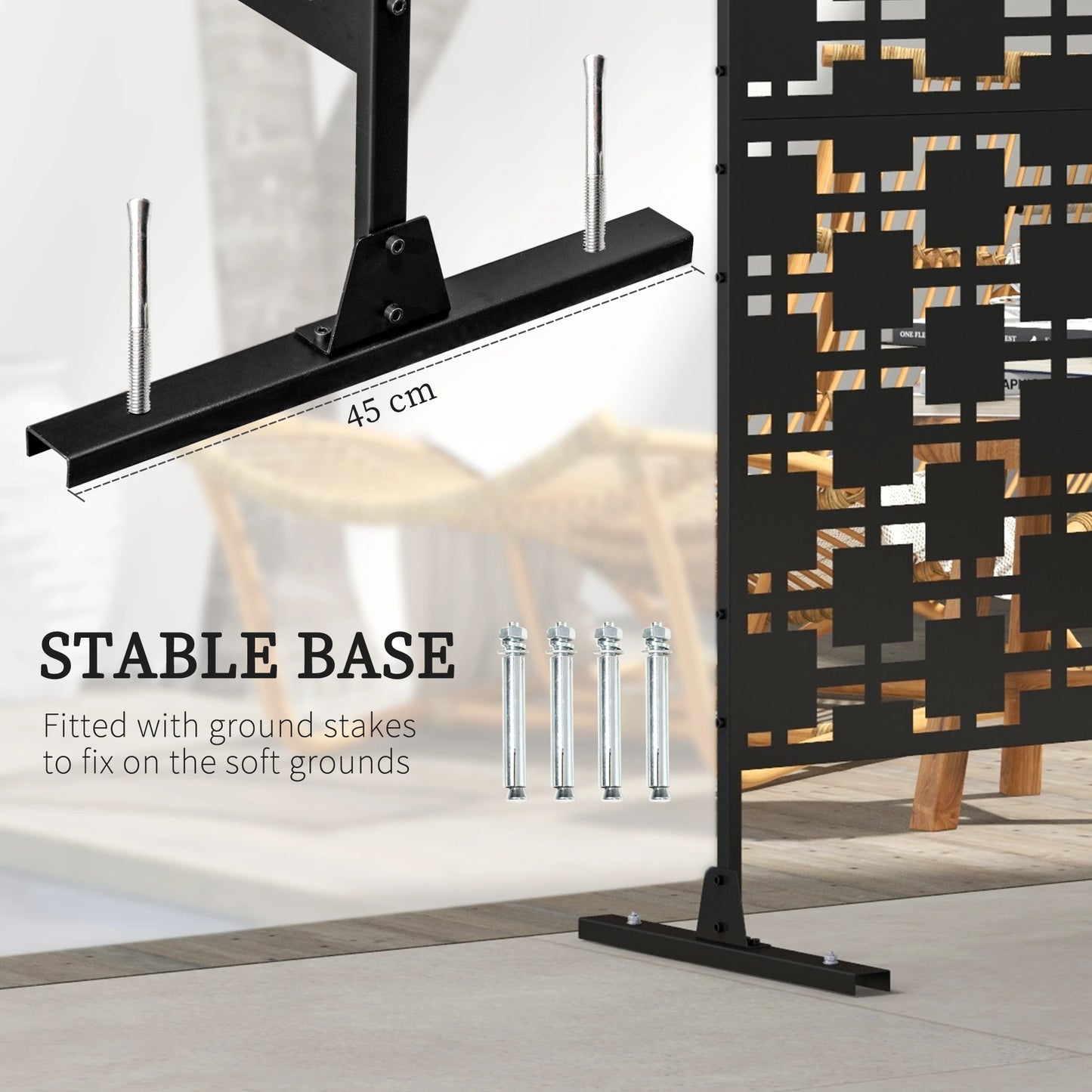 6.5FT Metal Privacy Screen, Grid Style, Outdoor Divider, Black Side Awnings at Gallery Canada