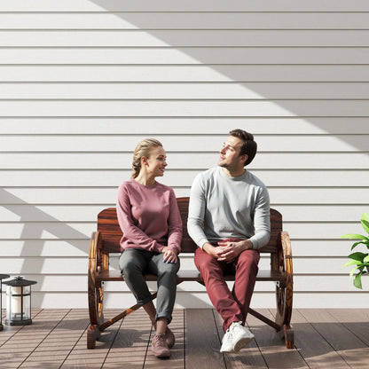 Wooden Outdoor Bench, Garden Patio Loveseat, 528LBS Capacity, Carbonized Outdoor Benches at Gallery Canada