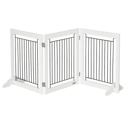 Freestanding Pet Gate, 24" High, 3 Panels, White Houses, Kennels & Pens White at Gallery Canada