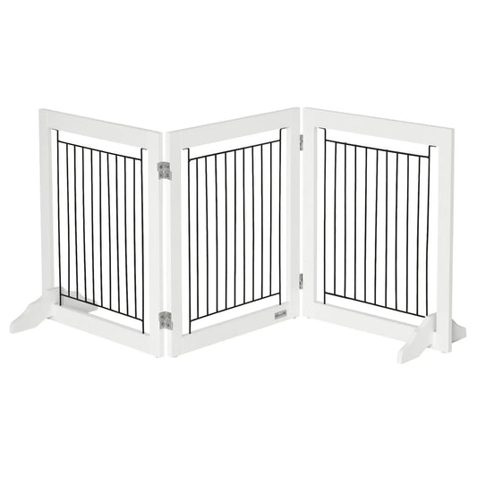 Freestanding Pet Gate, 24" High, 3 Panels, White Houses, Kennels & Pens White at Gallery Canada