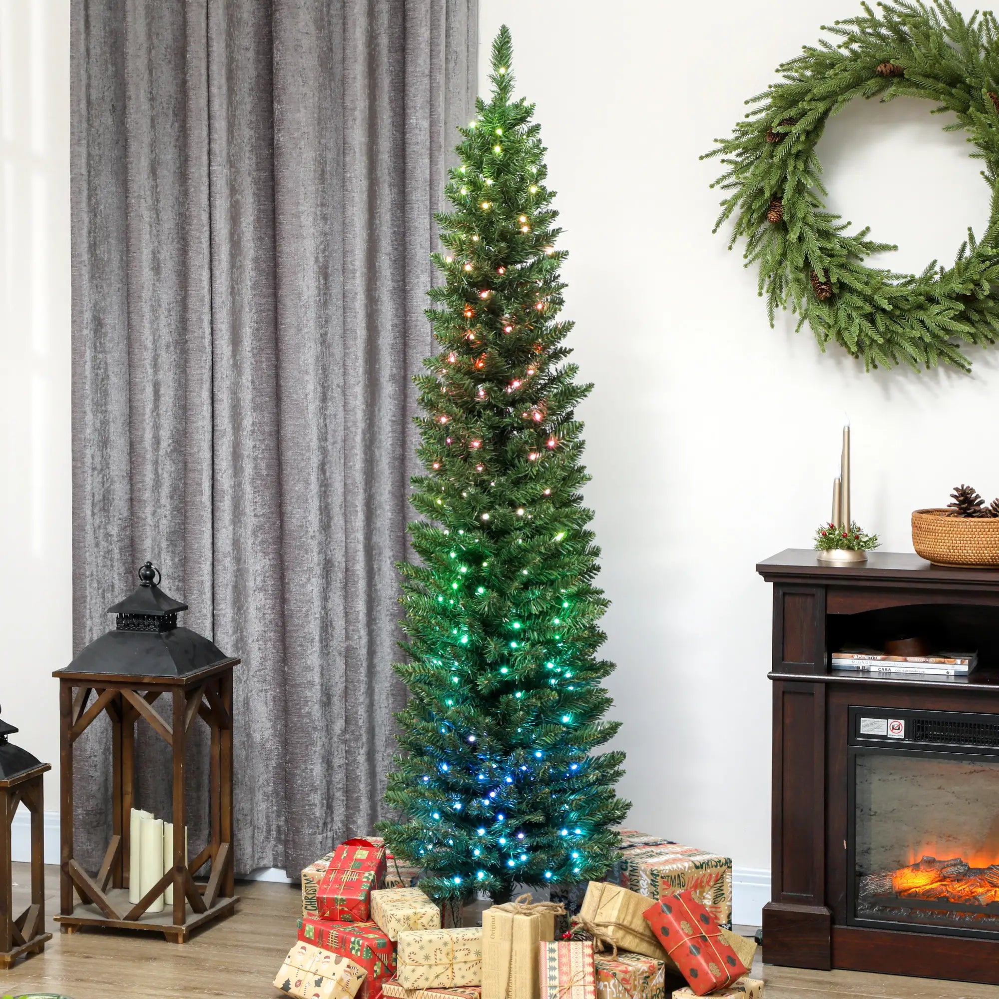 6ft Green Christmas Tree, Colorful DIY LEDs, Remote, Timer, Green Pencil Christmas Trees at Gallery Canada