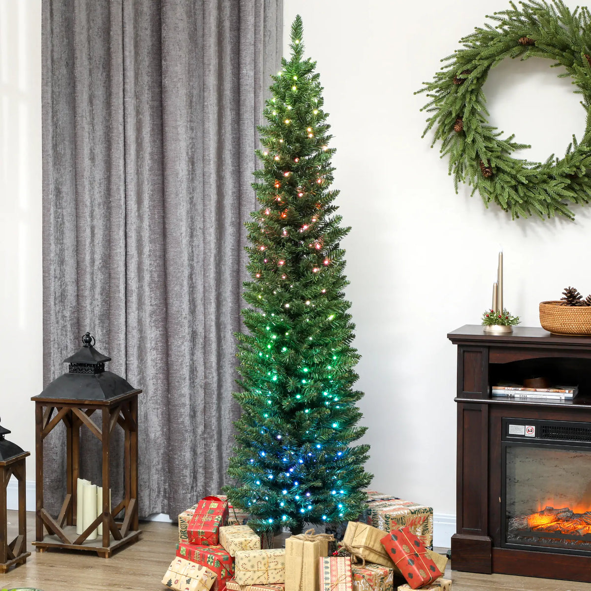 6ft Green Christmas Tree, Colorful DIY LEDs, Remote, Timer, Green Pencil Christmas Trees at Gallery Canada
