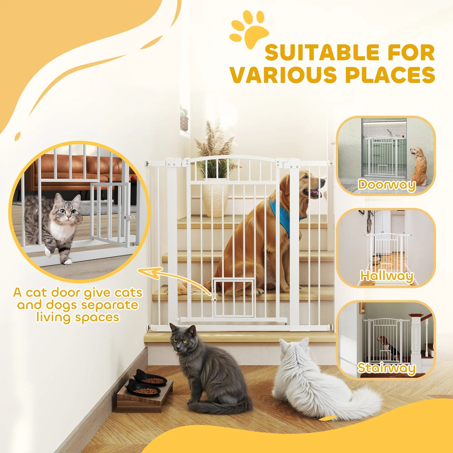 30-41 Inch Extra Wide Pet Gate, 37 Inch H, Small Door, Extension Kit Pet Gates at Gallery Canada