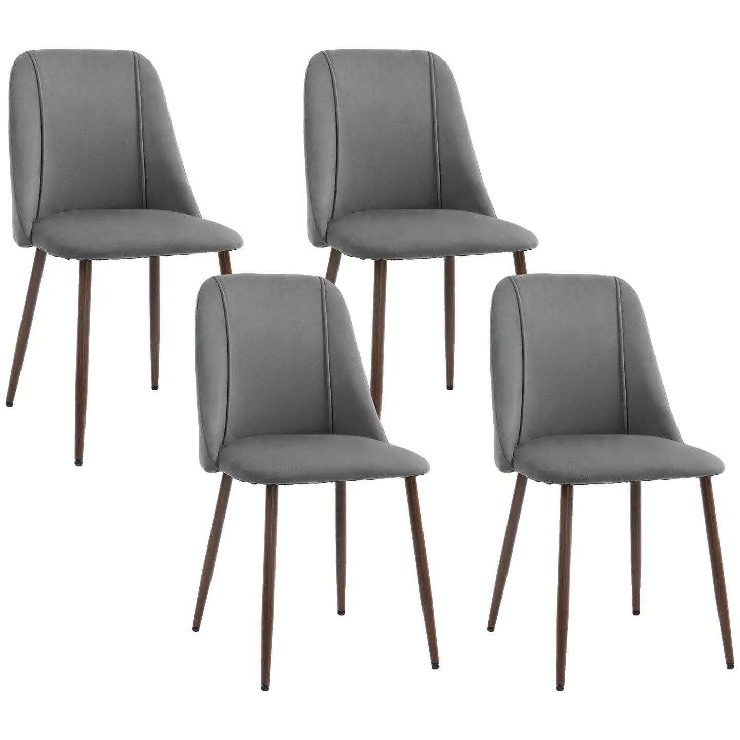 Upholstered Dining Chairs Set of 4, Velvet, Wood-Grain Steel Leg, Dark Grey Dining Chairs at Gallery Canada