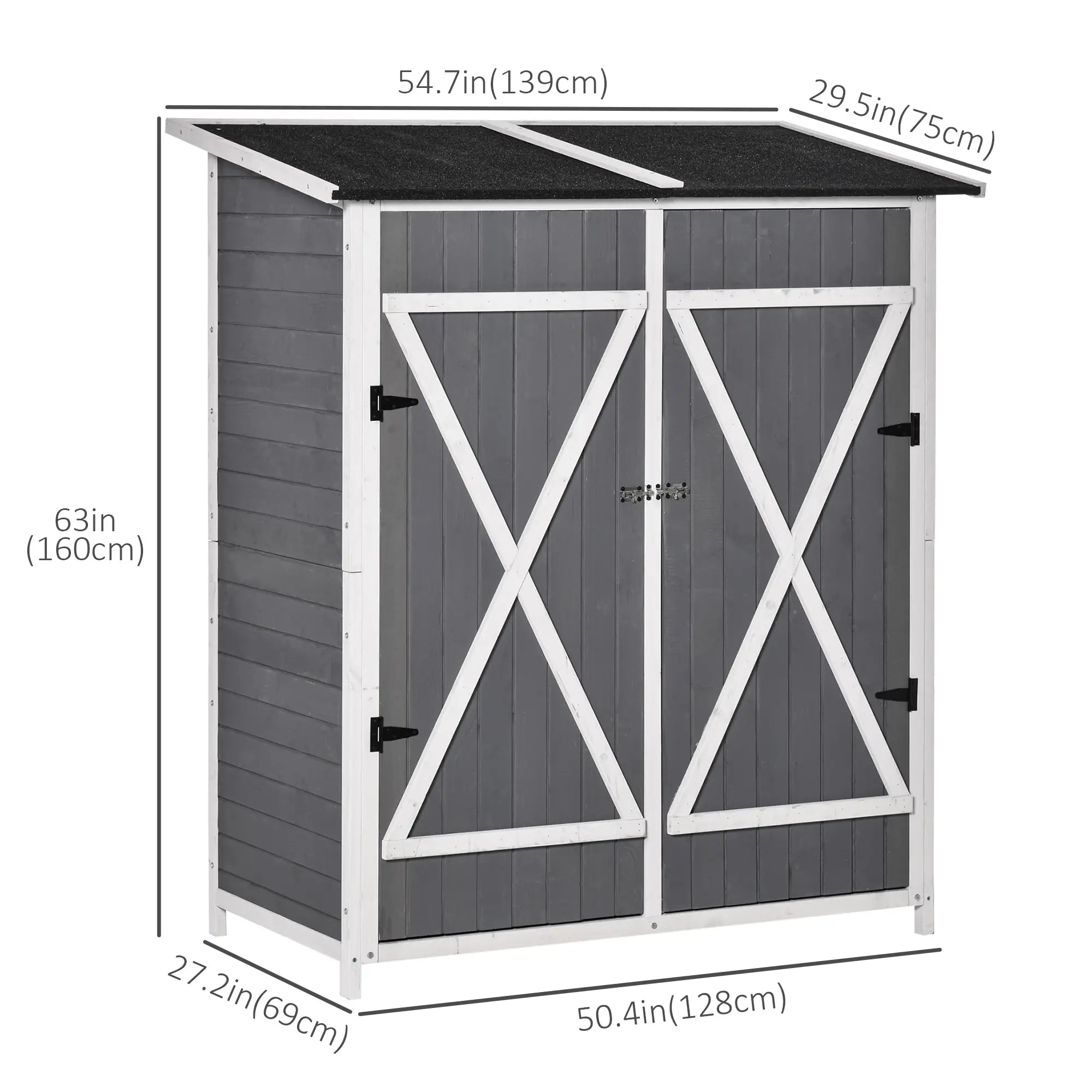 54.75''x29.5''x63'' Garden Storage Shed, Asphalt Roof, Wooden, Double Door Sheds at Gallery Canada