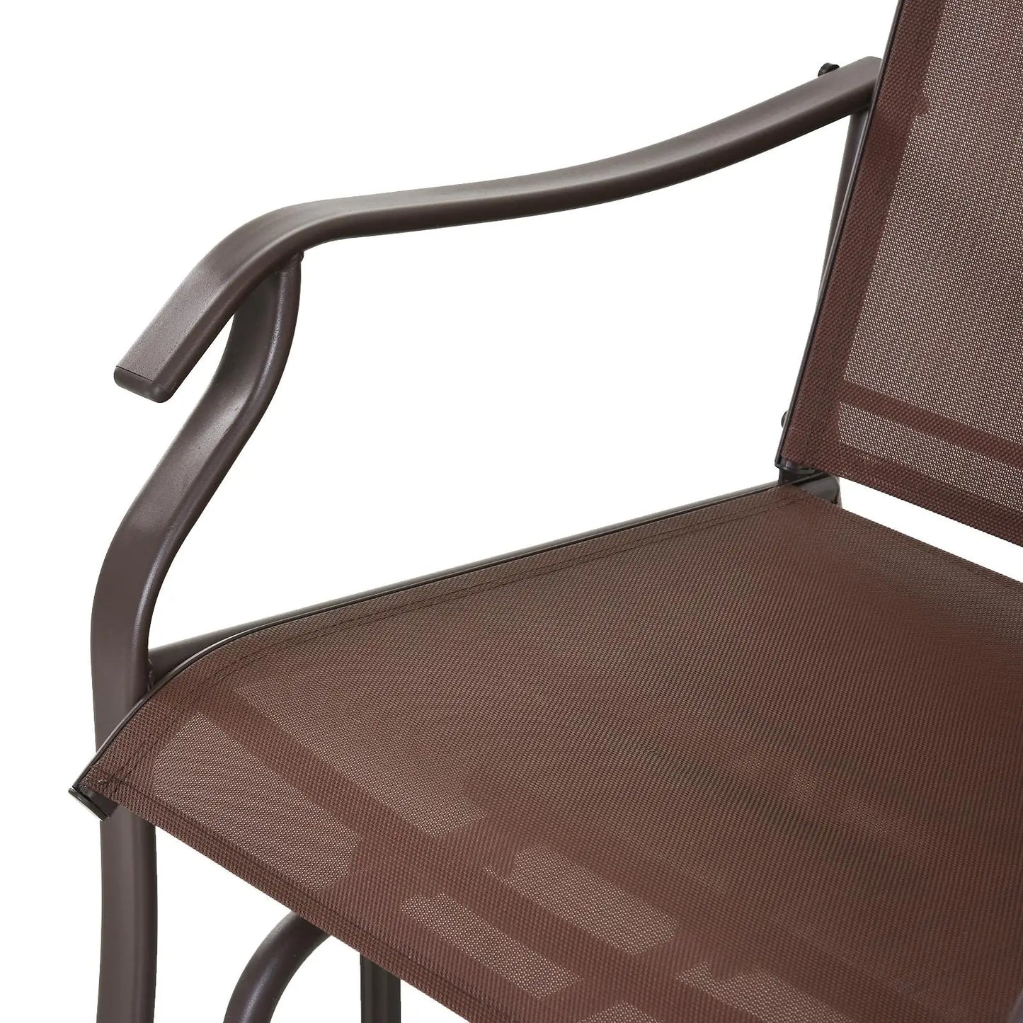 Double Glider Chair, Glass Top Table, High Back, Sling Fabric, Brown Outdoor Gliders at Gallery Canada