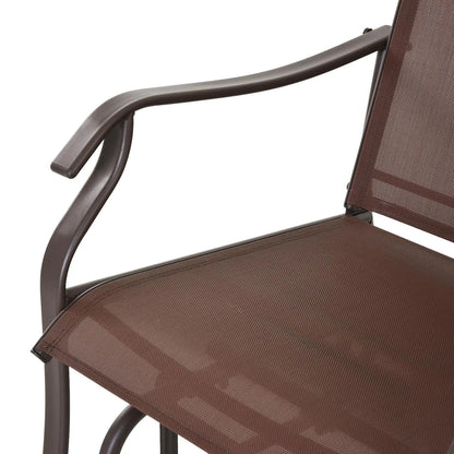 Double Glider Chair, Glass Top Table, High Back, Sling Fabric, Brown Outdoor Gliders at Gallery Canada