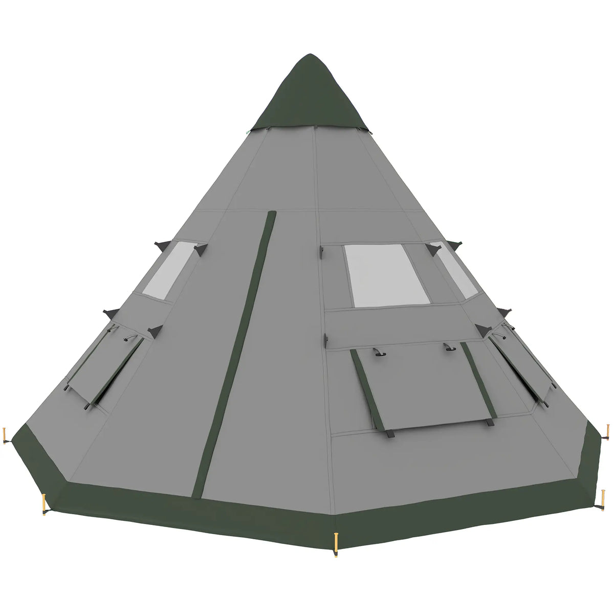 6 Person Family Teepee Tent, Mesh Windows, Floor, Carry Bag, Grey Camping Tents Olive Green, Grey at Gallery Canada