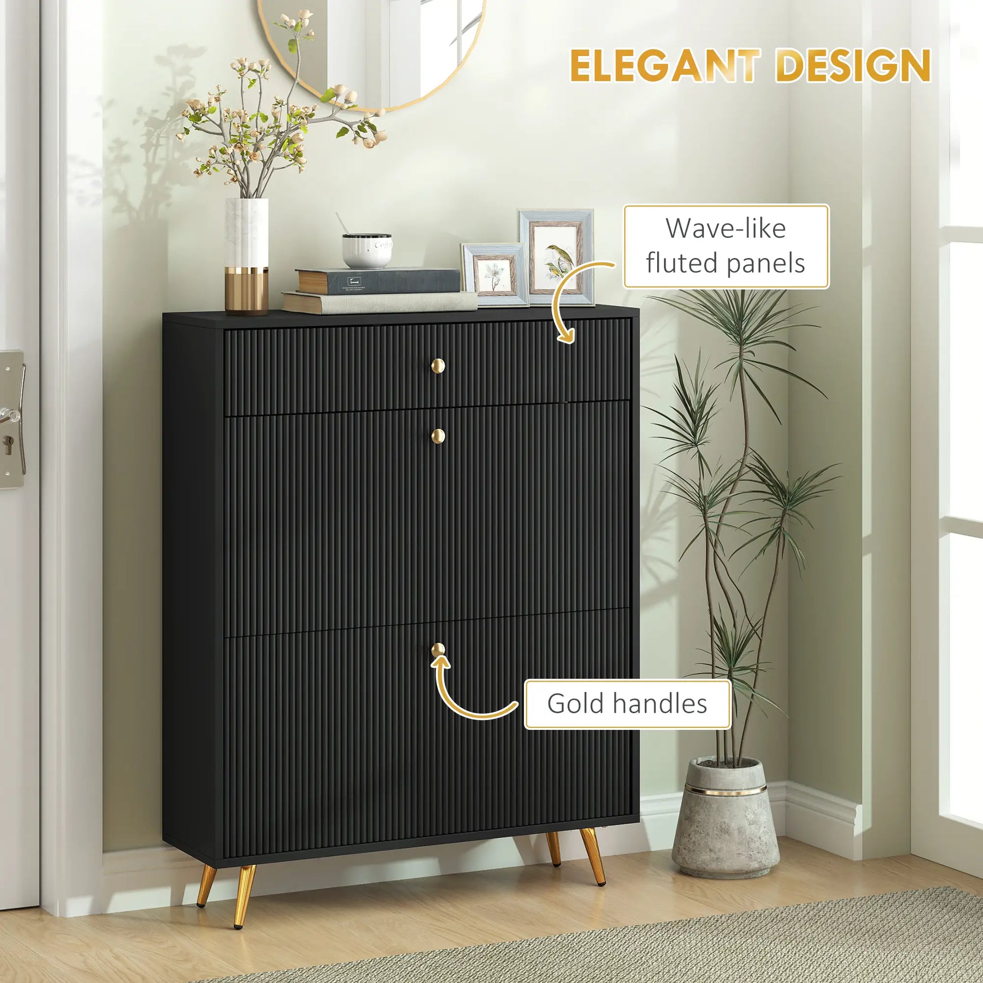 Narrow Shoe Storage Cabinet, Adjustable Shelves, 12 Pairs, Black Shoe Storage Cabinets & Racks at Gallery Canada