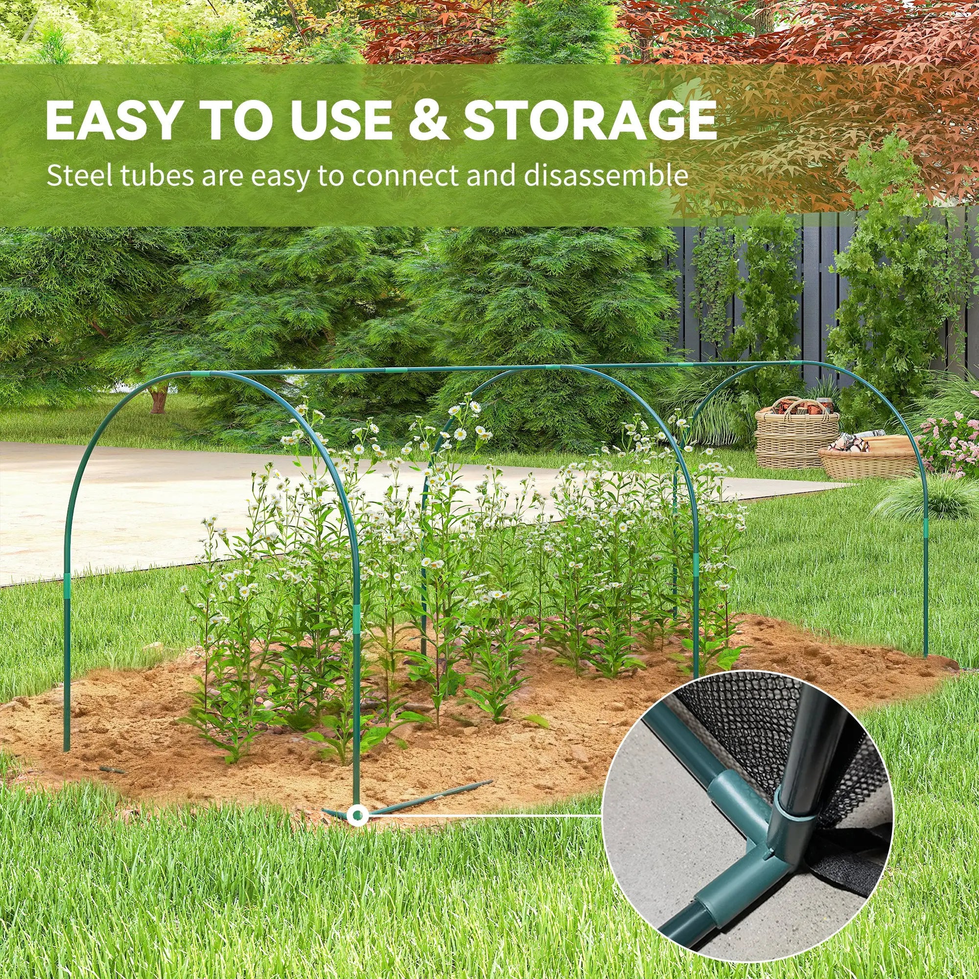 8' x 3' Crop Cage, Garden Plant Protector, 3 Zippered Doors, Black Greenhouses at Gallery Canada
