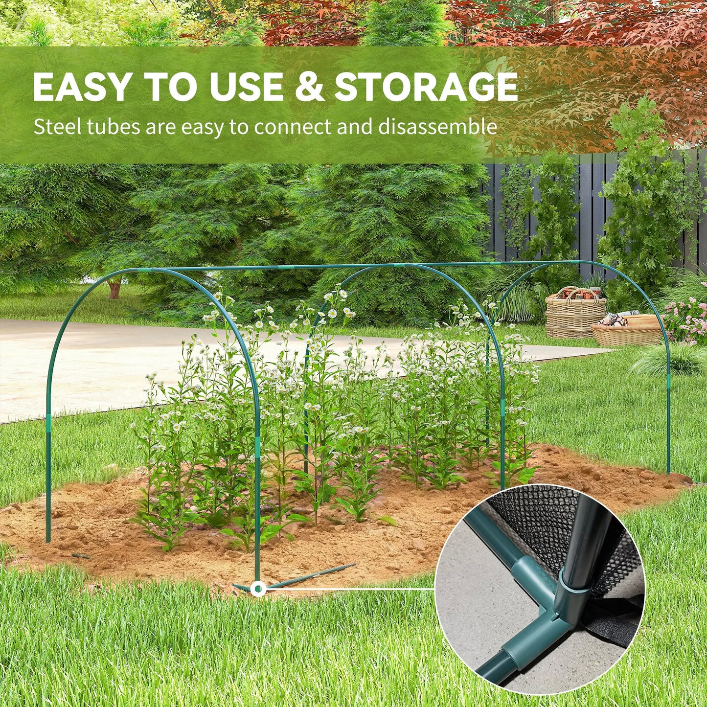 8' x 3' Crop Cage, Garden Plant Protector, 3 Zippered Doors, Black Greenhouses at Gallery Canada