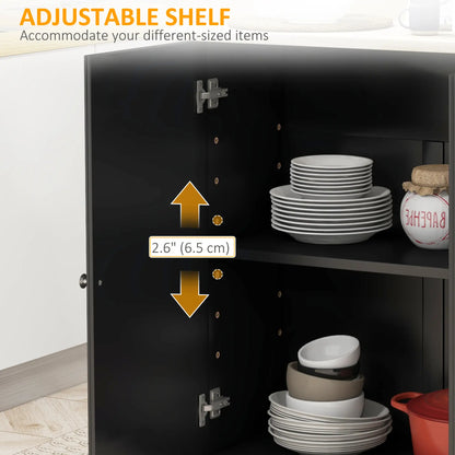 Kitchen Island on Wheels, Drop Leaf Cart with Drawers, Black