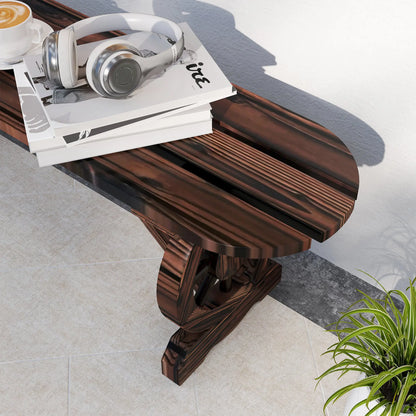 2-Person Outdoor Bench, Wood Garden Bench with Wagon Wheel Legs, Carbonized Outdoor Benches at Gallery Canada