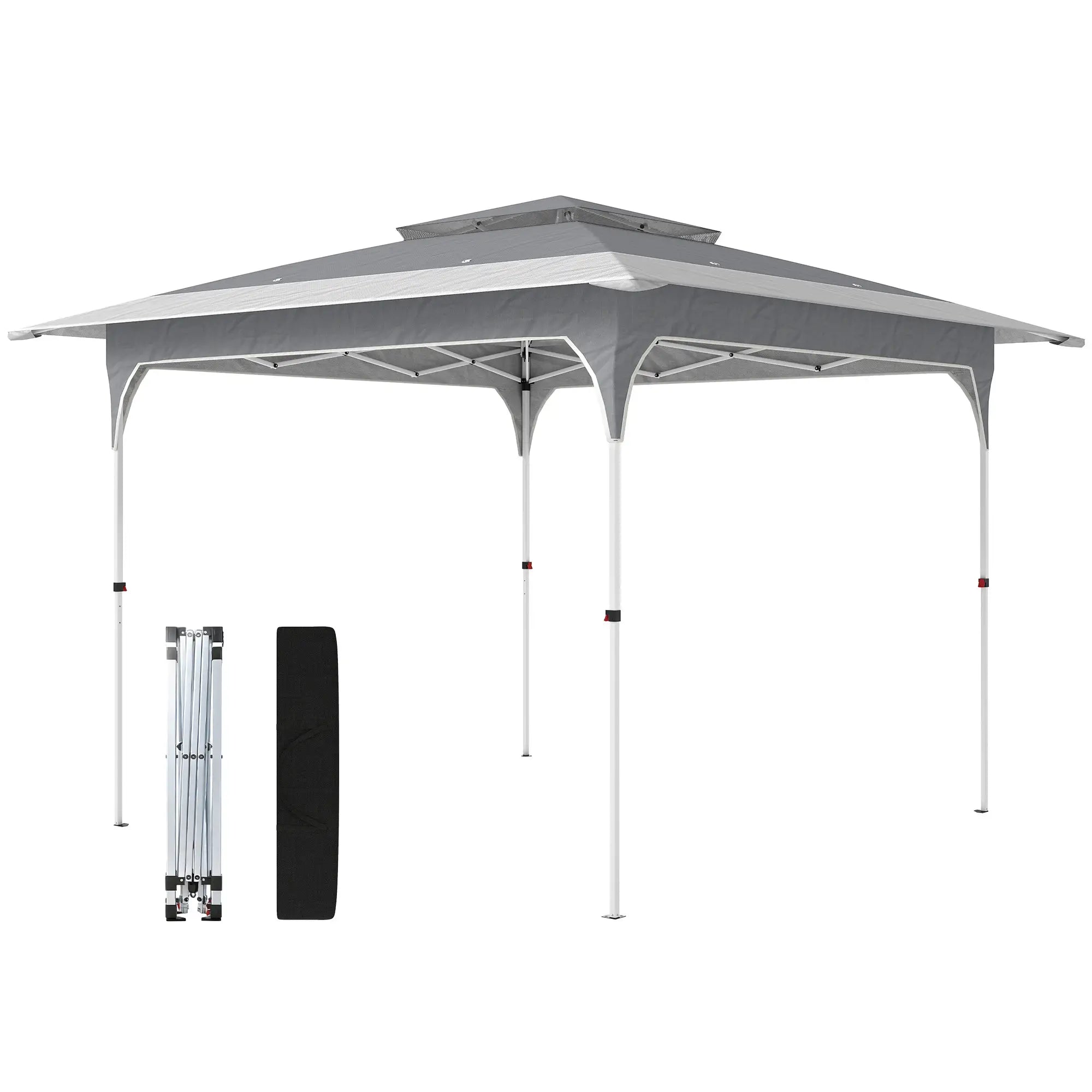 11.5 x 11.5 ft Pop Up Canopy Tent, 1-Button Setup, UPF 50+, Carry Bag, Dark Grey Pop Up Canopies Dark Grey, White at Gallery Canada