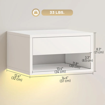 Table de chevet flottante lot de 2, lumières LED RVB, RVB