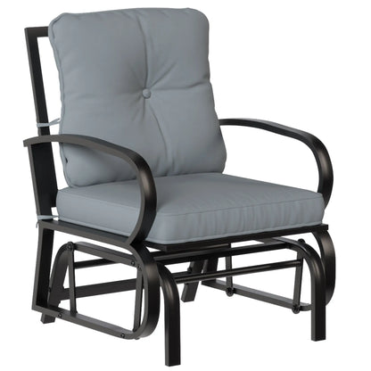 Patio Glider Chair With Cushions, Steel Frame, Curved Armrests, Light Grey Outdoor Gliders at Gallery Canada