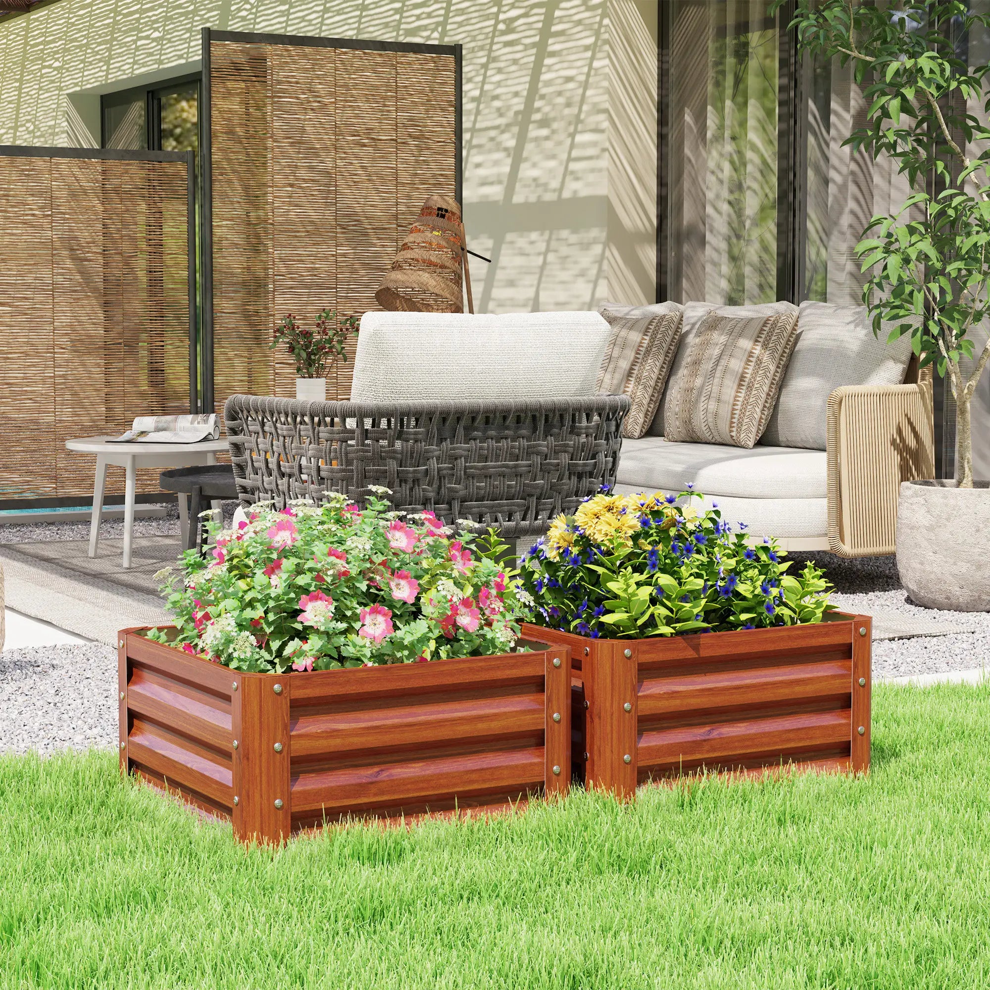 2' x 2' x 1' Raised Garden Bed, Dark Brown Galvanized Planter Boxes at Gallery Canada
