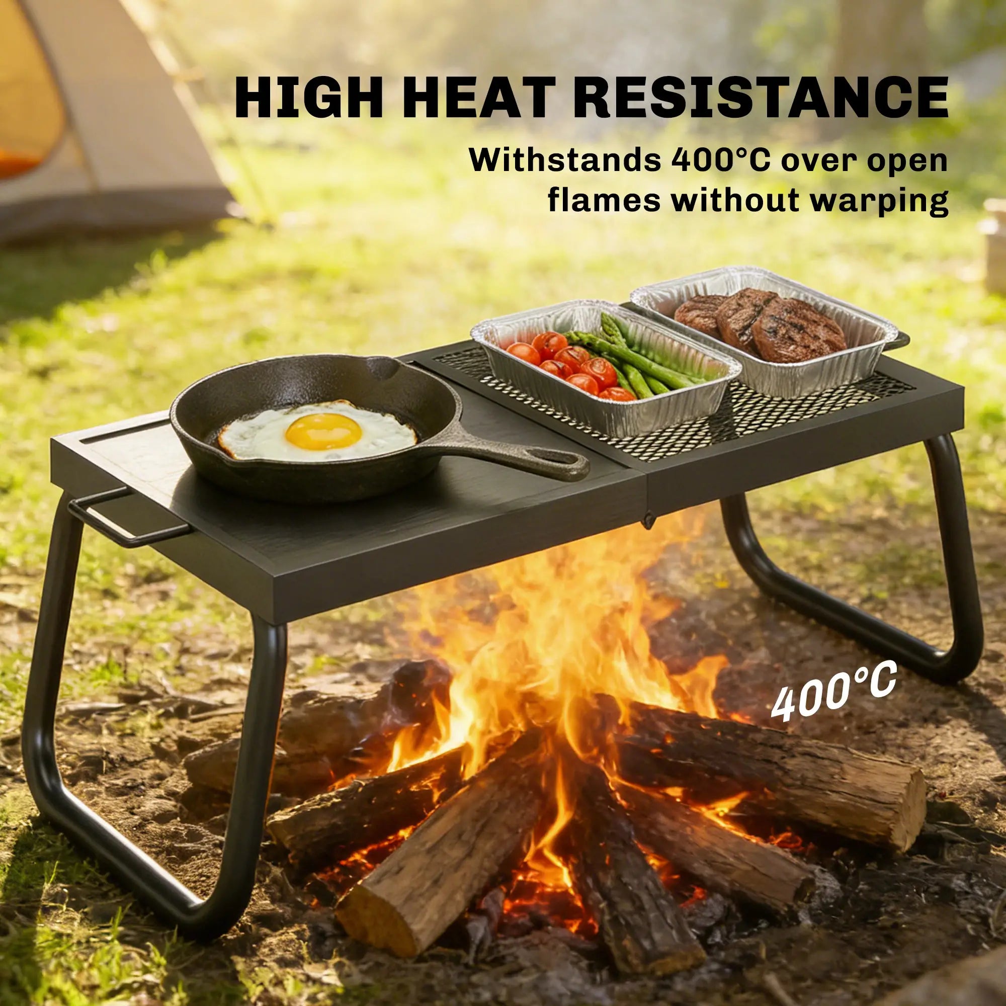 Folding Campfire Grill, Heavy Duty Steel Mesh Grate, Portable With Carry Bag, Black Charcoal BBQ Grils at Gallery Canada