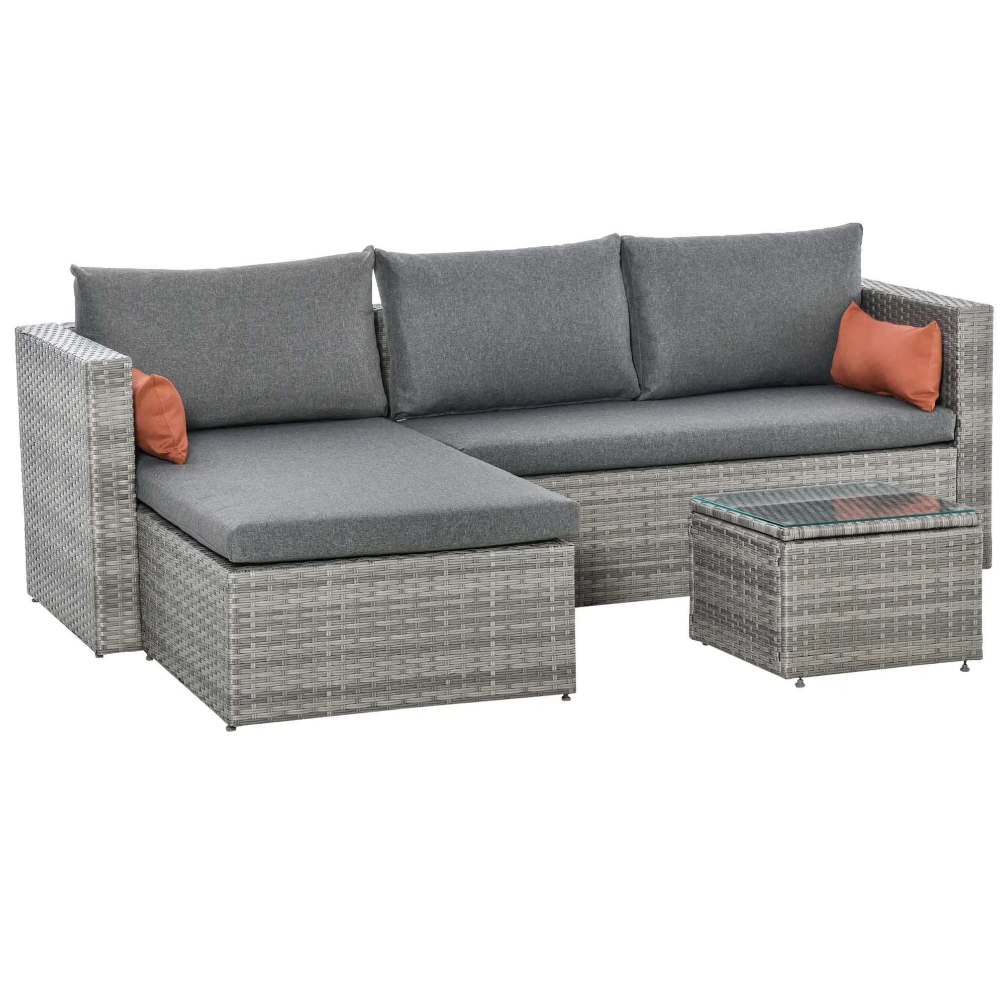 3-Piece Patio Furniture Set, Sectional Sofa, Wicker Chair, Grey Patio Furniture Sets Grey at Gallery Canada