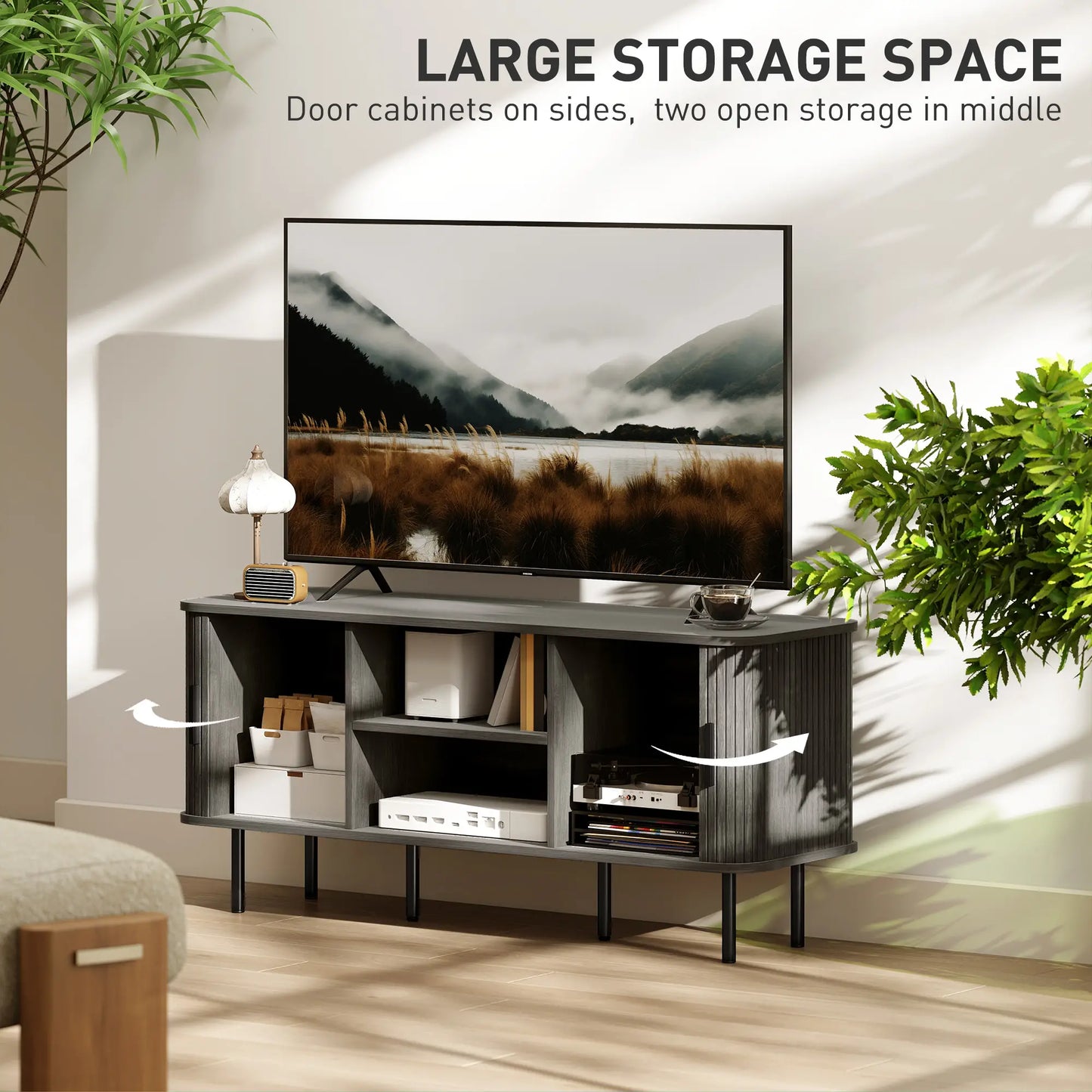 TV Stand For 55 Inches, Storage Shelves And Cabinets, Grey TV Stands at Gallery Canada