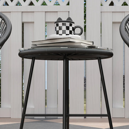 3-Piece Wicker Patio Set, Soft Cushions, Glass Tabletop, Black Bistro Sets at Gallery Canada