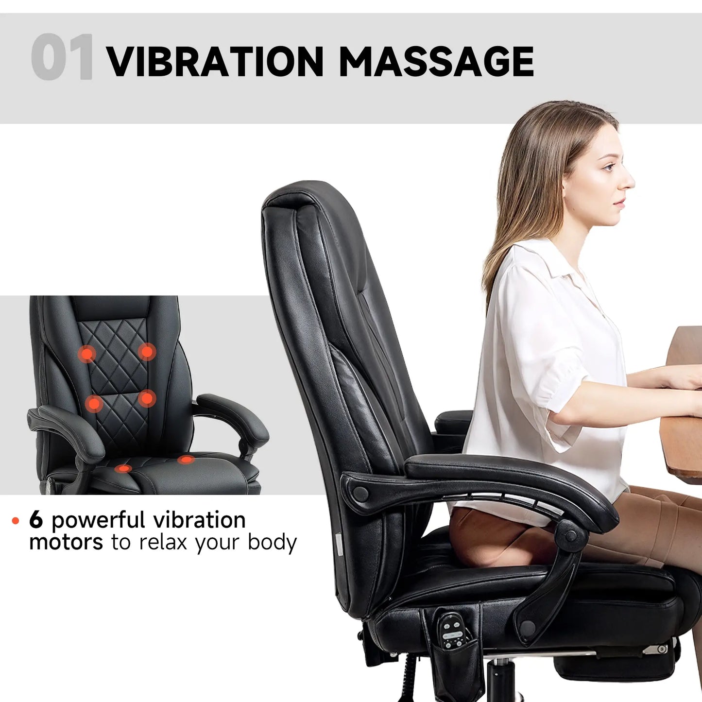 Massage Office Chair, Reclining Computer Chair, Adjustable Height, Footrest, Black Massage Chairs at Gallery Canada