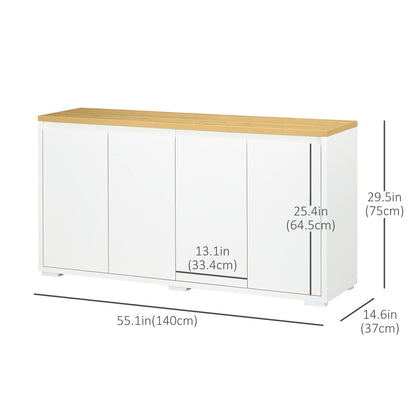 Sideboard Cabinet, Buffet Table, 2 Double Doors, Adjustable Shelves, White Bar Cabinets at Gallery Canada