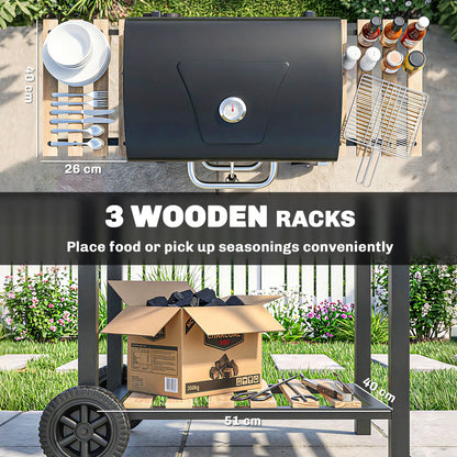 20" Charcoal BBQ Grill On Wheels, Adjustable Pan, Thermometer, Charcoal Charcoal BBQ Grils at Gallery Canada