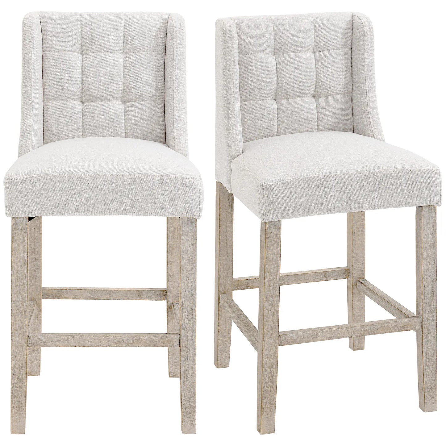 Modern Tufted Upholstered Counter Stools, Set of 2, Beige Bar Stools Beige at Gallery Canada