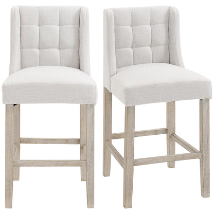 Modern Tufted Upholstered Counter Stools, Set of 2, Beige Bar Stools Beige at Gallery Canada