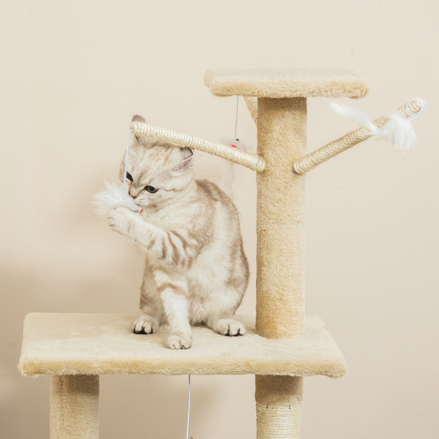52" Multi-Level Cat Tree, Kitten Playhouse, Cat Activity Center with Scratching Post Rest Condo, Hammock Beige at Gallery Canada