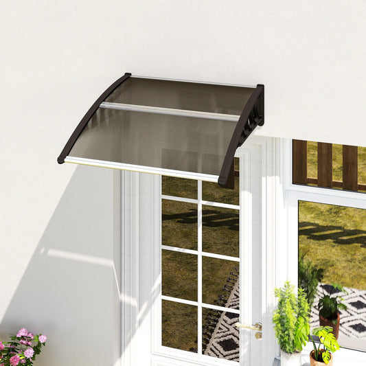 40.6" x 38" Polycarbonate Awning Door Canopy, UV Protection, Brown Door Awnings Black, Brown at Gallery Canada