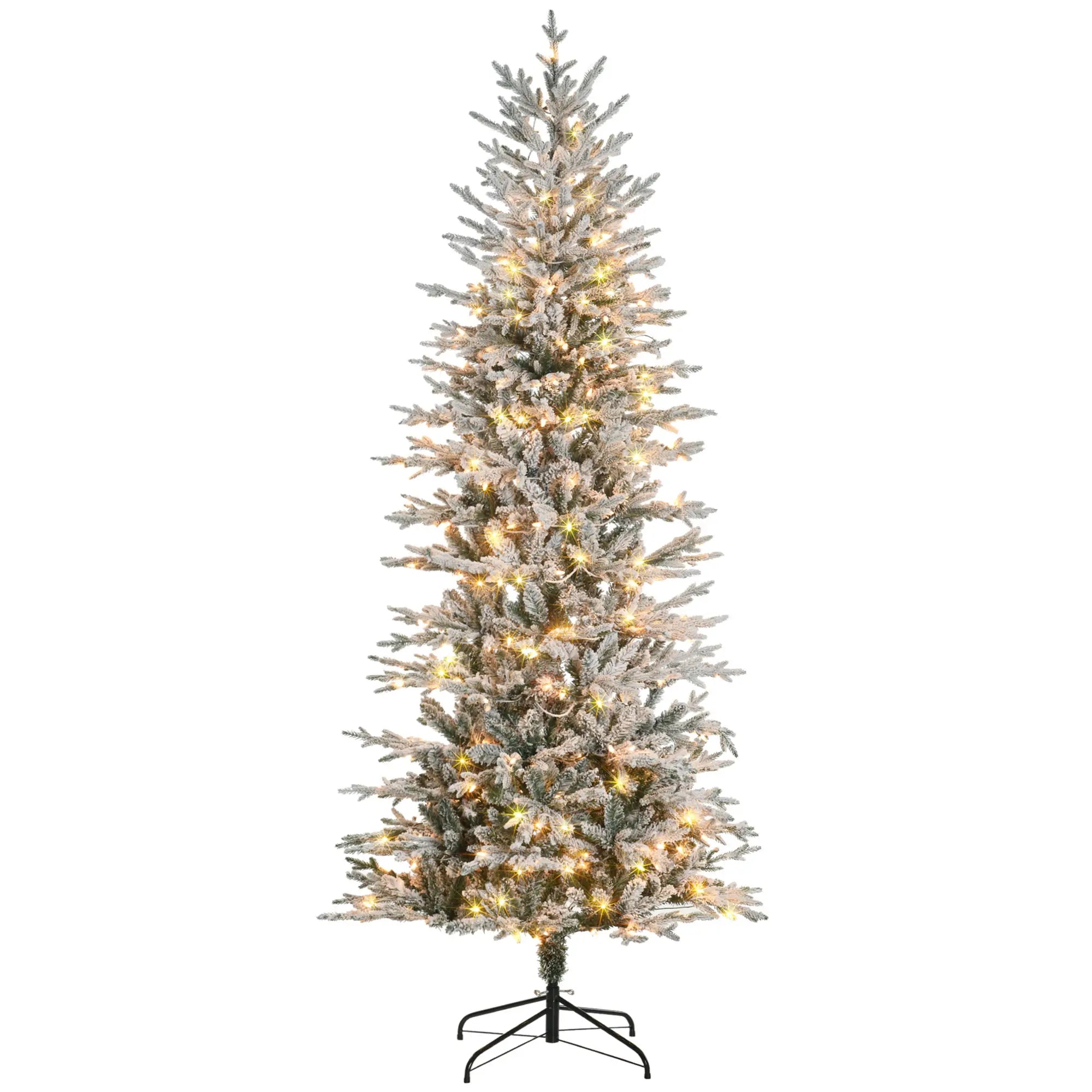 7' Pre Lit Flocked Christmas Tree, Snow Branches, Warm White Lights, Arctic Fir Pre Lit Christmas Trees Green at Gallery Canada