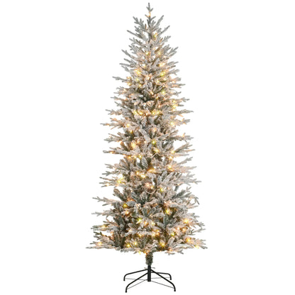 7' Pre Lit Flocked Christmas Tree, Snow Branches, Warm White Lights, Arctic Fir Pre Lit Christmas Trees Green at Gallery Canada
