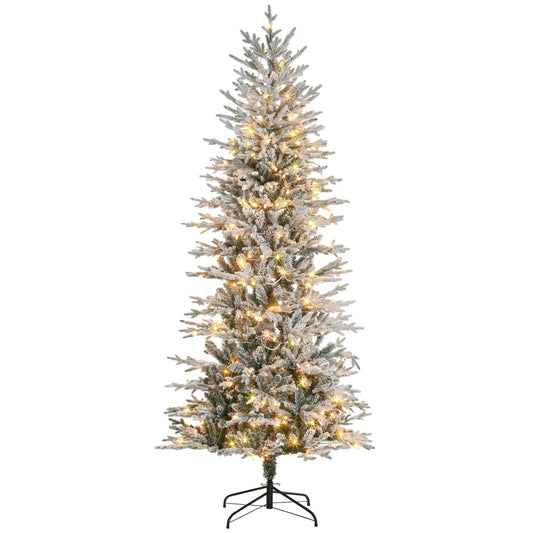 7' Pre Lit Flocked Christmas Tree, Snow Branches, Warm White Lights, Arctic Fir Pre Lit Christmas Trees Green at Gallery Canada