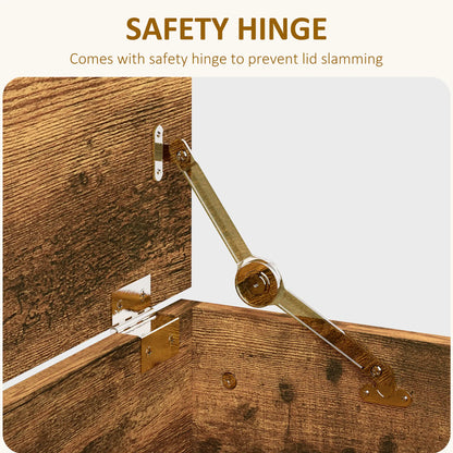 39.5" Storage Chest, Flip-Top Lid, Entryway Bench, Rustic Brown, Brown Storage Ottomans & Benches at Gallery Canada