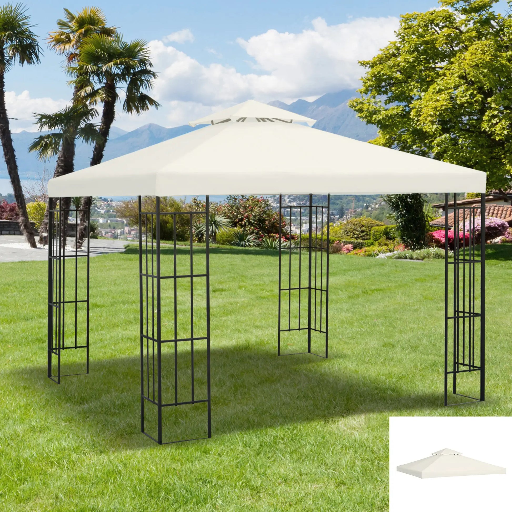 10' x 10' Square 2-Tier Gazebo Canopy, Cream White Gazebo Canopy Replacement at Gallery Canada