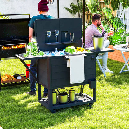 104 Quart Large Capacity Outdoor Cooler Cart, Patio Rolling Ice Chest, Black Cooler Boxes at Gallery Canada