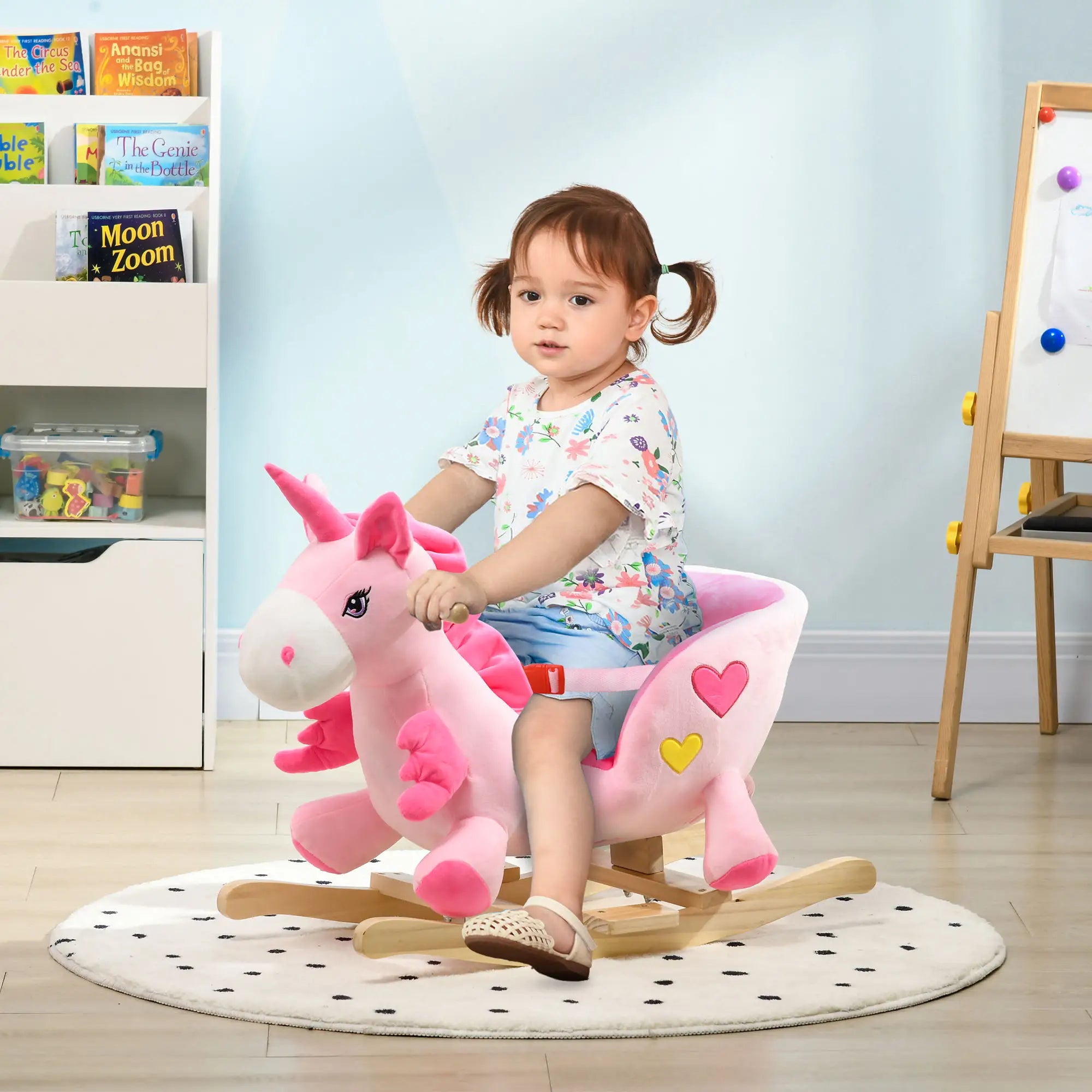 Baby Rocking Horse, Unicorn Ride On with Songs, Wooden Base, Safety Belt, 1.5-3 Year Old, Pink Rocking Horses at Gallery Canada