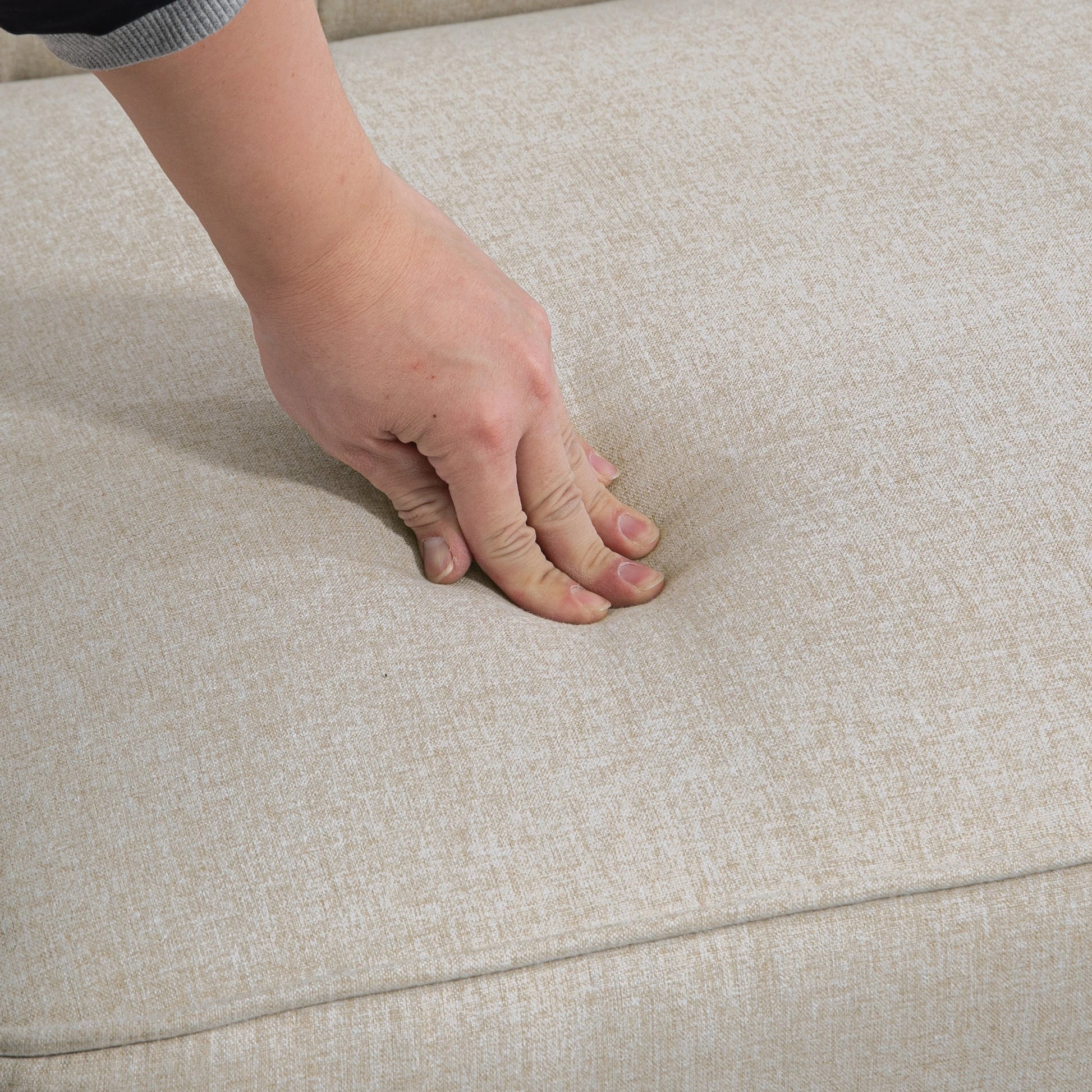 Convertible Bed, Button Tufted Fabric Sofa Bed, Adjustable Back, Beige 2-Seater Sofas at Gallery Canada