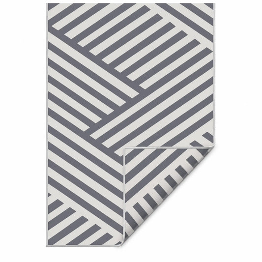 Reversible Outdoor RV Rug, Patio Floor Mat, 6' x 9', Grey and Cream Garden Decor Grey and Cream at Gallery Canada