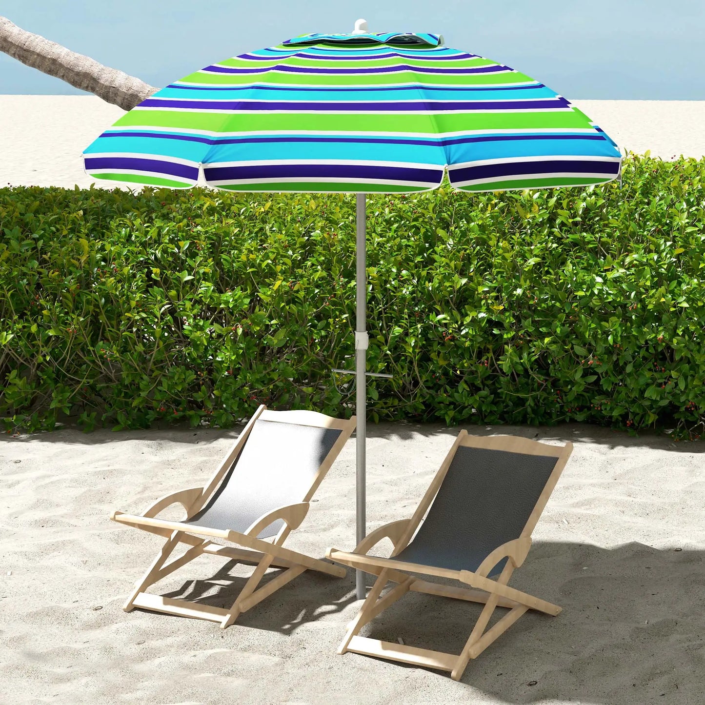 6ft Adjustable Beach Umbrella, Sand Anchor, Tilt Bag, 40+ UV, Multicolour Beach Umbrellas at Gallery Canada