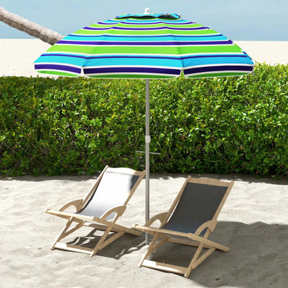 6ft Adjustable Beach Umbrella, Sand Anchor, Tilt Bag, 40+ UV, Multicolour Beach Umbrellas at Gallery Canada