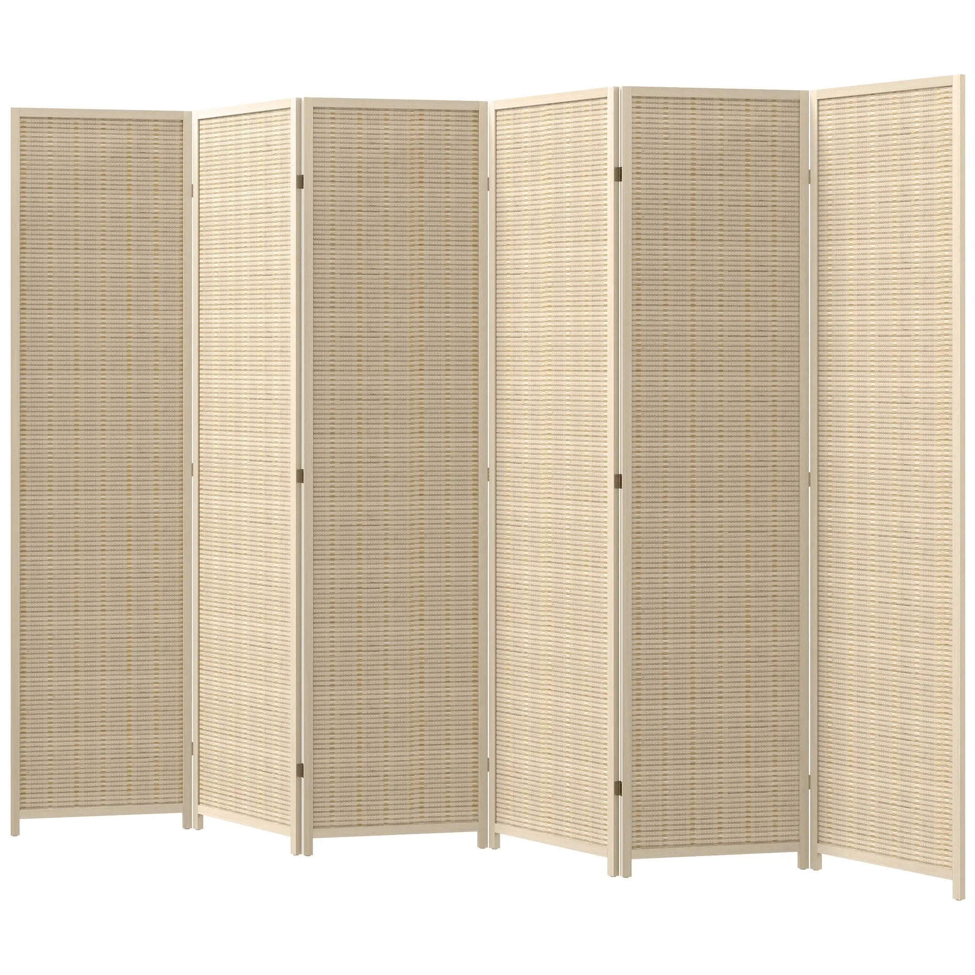 Woven Bamboo Room Divider, 6 Panel Folding Privacy Screen, Natural Wood Room Dividers Natural at Gallery Canada
